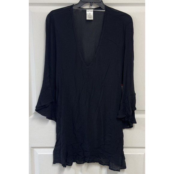 Anne Cole Flounce Tunic Swimsuit Coverup Black Women's Size XS/S - Picture 2 of 9